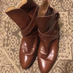 Salvatore Ferragamo brown leather booties